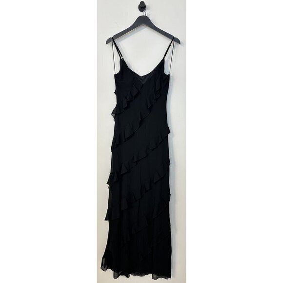 PETAL & PUP Ciao Ruffle Chiffon Gown in Black Size Large - Picture 10 of 14